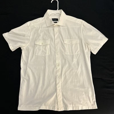 Bugatchi Men's OoohCotton Short-Sleeve Shirt with Chest Pockets White Size S - Image 1 of 4