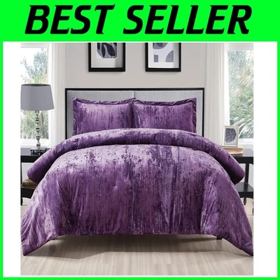 Lujoso Juego de Cama Terciopelo Arrugado, 3 Piezas Queen Foto 1 de 4