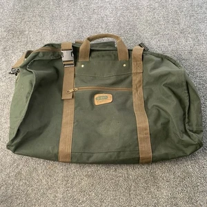 John E Green Company Green Canvas Tan Shoulder Duffle Weekender Bag - Picture 1 of 9