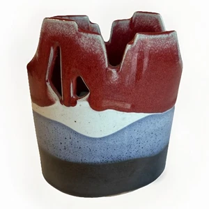 Abstrakte Studiokeramik Kunsthandwerk Steinzeug Modernist Gefäß Vase gestempelt - Bild 1 von 10