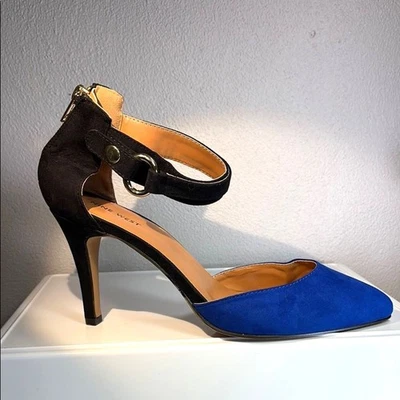Nuevo Nine West Azul y Negro Punta Punta Tobillo Correa Imitación Gamuza Tacones Talla 10M Foto 1 de 4