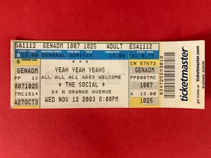 Yeah Yeah Yeahs Concert ticket stub HOB 11/12/2003 Orlando, FL - Picture 1 of 1