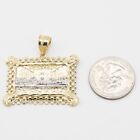 Rectangle Railroad-Frame Last Supper Pendant Real 10K Yellow White Gold All Size