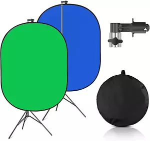 Portable Green Screen Backdrop with Stand,Foldable 5X7Ft Chromakey Blue&Green Sc - Picture 1 of 7