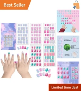 120 Pcs Glitter Gradient Kids Press-On Nails Set - Easy Application & Safe - Picture 1 of 10