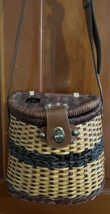 VINTAGE FISHING CREEL Wicker Willow Storage BASKET with strap - Picture 1 of 7