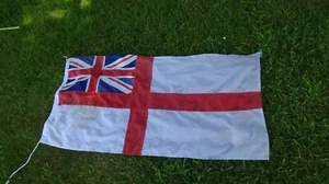 British Royal Navy White Ensign Naval Flag Vintage Stitched Small medium 56x114 - Picture 1 of 16