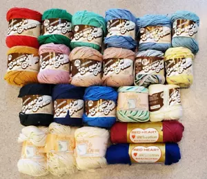 LILY Sugar'n Cream COTTON YARN Lot of 22 Mulit COLORS 2.5 oz Skein Peaches Cream - Picture 1 of 10