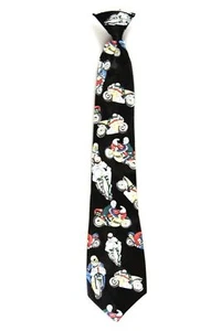 Club Room Boys' 100% Silk Clip-On Black Multi Neck Tie Motorcycles 2 3/4" x 14" - Picture 1 of 2