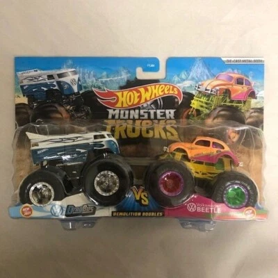 HOT WHEELS 2021 MONSTER TRUCKS VW DRAG BUS VS VW BEETLE 2 PACK SG781 - Image 1 of 4