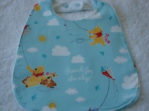 Pooh & Friends Green Baby Bib Cotton Front Towelling Back Handmade - Picture 1 of 1
