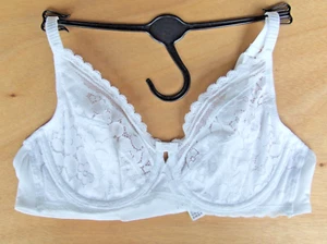 Sujetador de copa completa con cable sin acolchar algodón y encaje talla 32B blanco - Imagen 1 de 7