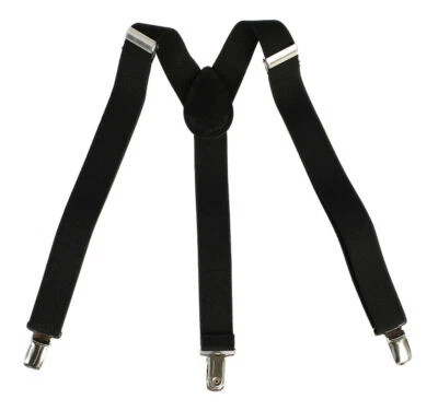 Men Suspenders for Work Elastic Adjustable Solid Straight Clip On Y Back One " - Image 1 of 4