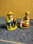 Vintage Boy& Lamb And Girl& Rabbit Figurines Made In China