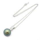 Mikimoto South Sea Black Pearl Diamond Pendant Necklace 0.36ct K14wg Used Jp