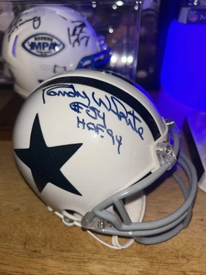 Minicascos firmados por Bob Lilly & Randy blancos vaqueros de la vieja escuela Foto 1 de 3