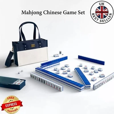 Chinese Mahjong Game Set Oversize Stylish Canvas Tote Tiles Deluxe Storage Trays - Image 1 of 4