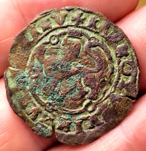 LARGE 1516 - 1556 Spanish 4 Maravedis CHARLES I - SANTO DOMINGO! - Picture 1 of 3
