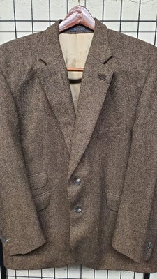 CROMBIE 1805 44R TWEED Modern Sport Coat Jacket Blazer Wool Leather Elbow  - Image 1 of 4