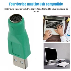 PS/2 FEMALE TO USB MALE ADAPTOR CONVERTER ADAPTER PC LAPTOP MOUSE KEYBOARD - Picture 1 of 9