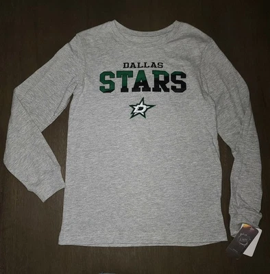 NEW BOYS NHL DALLAS STARS HOCKEY LONG SLEEVED GRAPHIC TEE T-SHIRT SIZE L 12-14  - Image 1 of 2