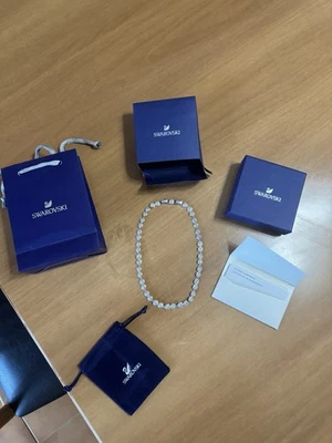 Swarovski Angelic 38cm Collana da Donna con Cristalli Placcatura Rodio - Bianca - Immagine 1 di 4