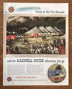 Circo en el recinto ferial Maxwell House Coffee anuncio de 1946 - Imagen 1 de 1