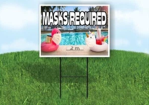 MASKS REQUIRED POOL Yard Sign Road with Stand LAWN SIGN - Picture 1 of 5