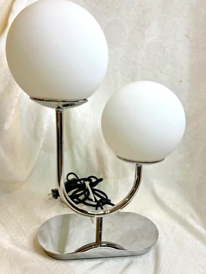 Ikea SIMRISHAMN Lámpara de Mesa con 2 Bombillas LED Cromo, Cristal Ópalo 17" - NUEVO Foto 1 de 4