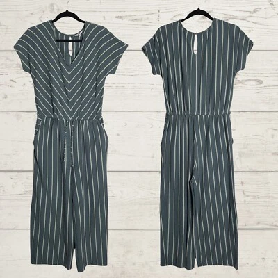 Mono corto boho con bolsillos de pierna ancha a rayas verdes espuma de mar Sonoma para mujer Foto 1 de 3