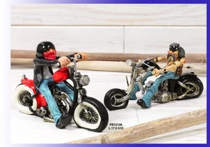 2 pezzi Caricature Motociclisti spiritosi 17,5 cm moto in resina, by Paben - Imagen 1 de 1