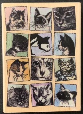 Estampilla de goma grande de azulejos de gato Hampton Art Kitty Foto 1 de 4