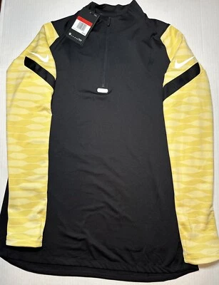 Nike Dri-fit Mujer Pullover Grande Amarillo Manga Larga Capa Base Rayas NUEVO Foto 1 de 4