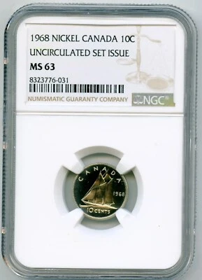 1968 Canada 10c Uncirculated Set Issue Ms63 NGC 🇨🇦💯✨ - Image 1 of 2