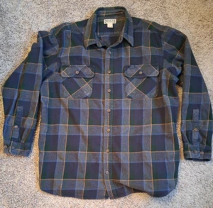 Duluth Trading Burlyweight Heavy Flannel Shirt Blue/Green 2XL TALL Size - Picture 1 of 17