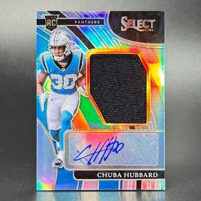 2021 Panini Select #JRS-CHU Chuba Hubbard Rookie Patch Auto Silver Prizm /99 RC - Image 1 of 2