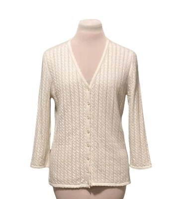 Suéter Cárdigan JONES NEW YORK Signature Talla M Mezcla Lana/Angora Botón Frontal Foto 1 de 4