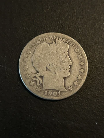 1901o Barber Silver Half Dollar in good condition Cover