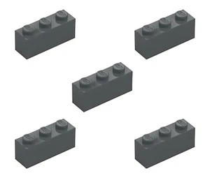 5 New LEGO Dark Stone Grey 1x3 Bricks 3622 dark bluish gray brick block 3 studs - Picture 1 of 6