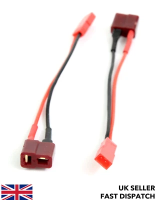 Deans Female T-Plug to JST Male Connector/Adaptor Power Distribution Cable RC - Image 1 of 3