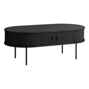Unique Furniture Engineered Wood Rounded Sliding Door Coffee Table in Black Oak - Picture 1 of 4