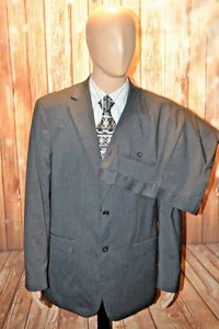 Geoffrey Beene Men Black Striped 2 Front Button Suit Sz 42L Wst 36x30 - Picture 1 of 18