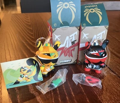 2 Kidrobot Art Of War Dunny Red & Yellow Knight  Patricio Oliver Vinyl Figure - Image 1 of 4
