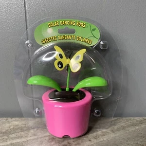 NEW  Solar Powered Dancing Butterfly in A Pink Flower Pot Bobble Head Toy! - Picture 1 of 4