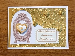 🐬🌸 Anniversario Nozze D'oro 50 Anni Biglietto Auguri Con Busta - Foto 1 di 2