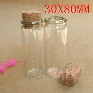 10 Stück 40 ml 30 * 80 mm Probenfläschchen Klarglasflaschen mit Korken Gläser   - Bild 1 von 1