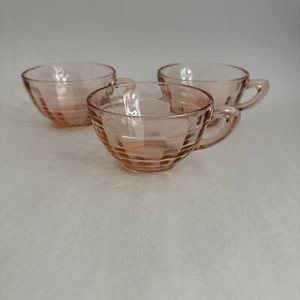 (3) Anchor Hocking Rosa Vertiefung Glas Tassen Block Optik Muster Tee - Bild 1 von 4