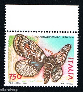 ITALIA 1 FRANCOBOLLO CON ANIMALI FARFALLE ACANTHOBRAHMAEA EUROPEA 1996 nuovo** - Foto 1 di 1