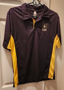 US ARMY LOGO POLO SHIRT MEN'S SMALL PERFORMANCE BLACK YELLOW EMBROIDERED SHIRT - Picture 1 of 2