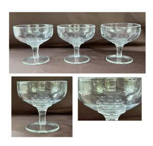 VINTAGE Champagne Glasses 6 oz. ETCHED GRAPES Clear 3-Piece Set - Picture 1 of 5